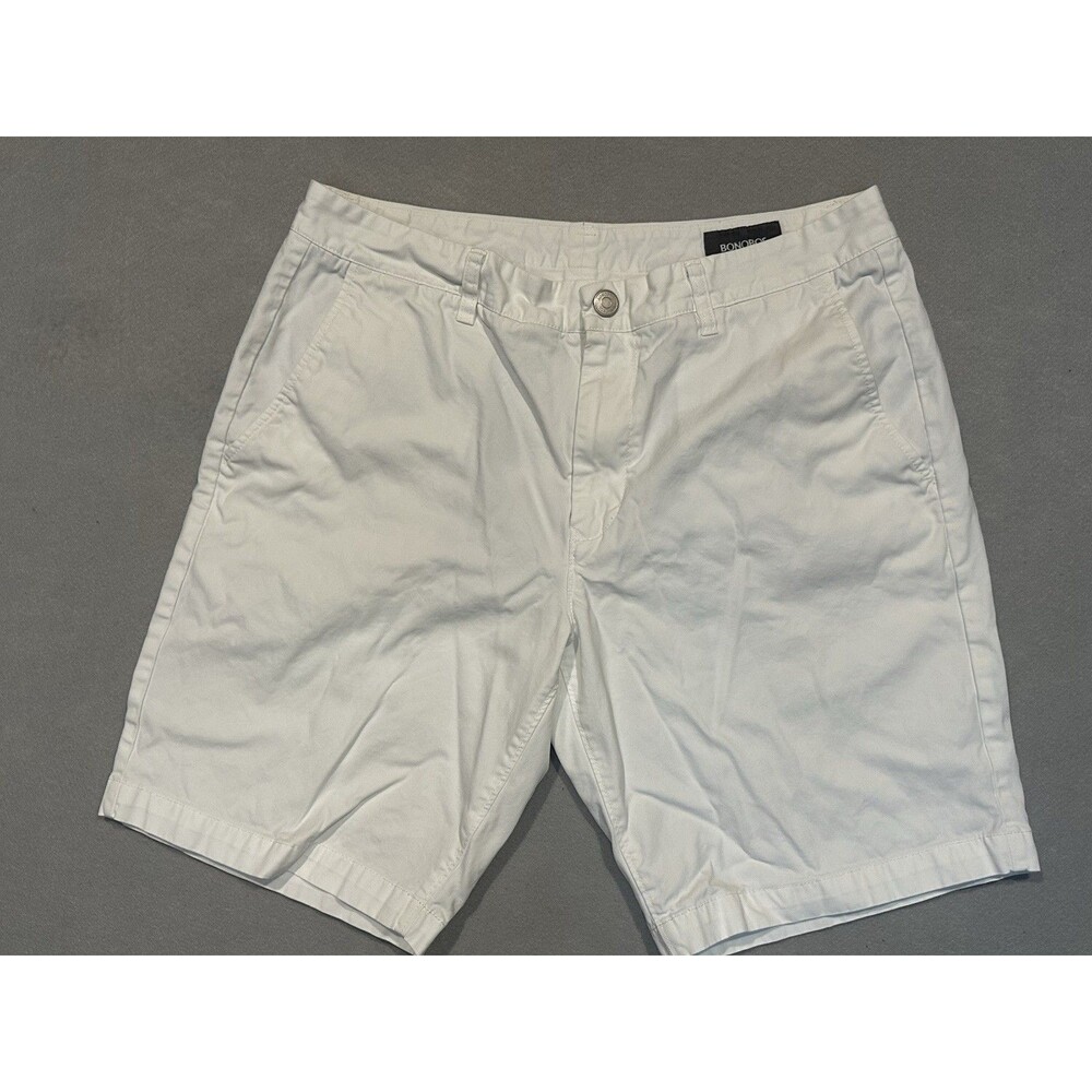 Bonobos Chino Shorts 9” Men’s Size 34 Flat Front White Bermuda Short Preppy